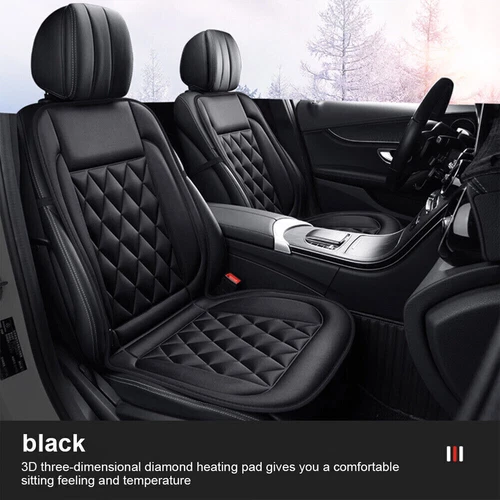 Car Heated Seat Cover Cushion-Universal Warmer Pad 1/2 Pack 12V warming Black - Picture 2 of 19