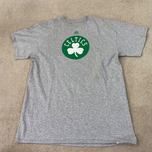 Boston Celtics T Shirt Mens Medium Grey Basketball NBA Majestic Short Sleeve - Afbeelding 1 van 12