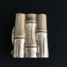 Vintage Silver Tablet Italy Box Bamboo Motifs Silver 800 Rare Collectible