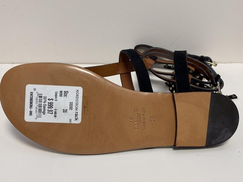 Valentino Garavani Black Suede Rockstud Gladiator Sandals size 38 new - Picture 9 of 9