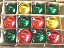Box Set of Vintage Glass Red/Green and Gold Mercury Glass Christmas Ornaments