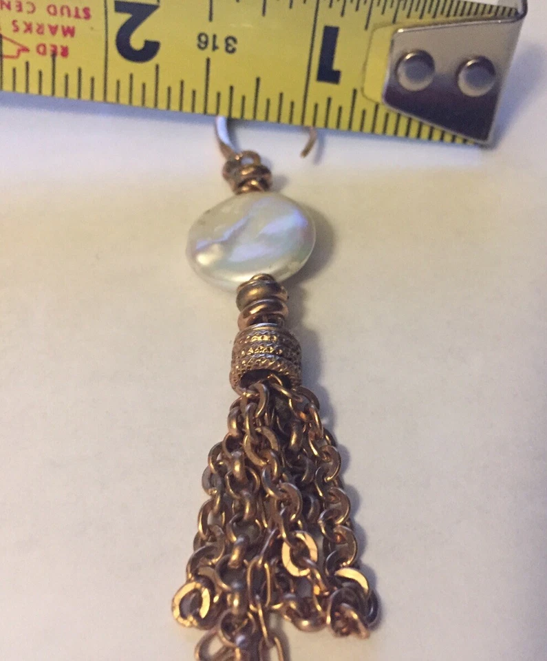 РАСПРОДАЖА Milor Италия женские серьги бронза золото швабра мать жемчуг подвеской 3» - Изображение 4 из 4