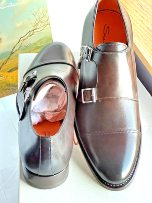 $1,785.00 Santoni Double Monk Strap Calfskin Leather Loafer  display picture 2
