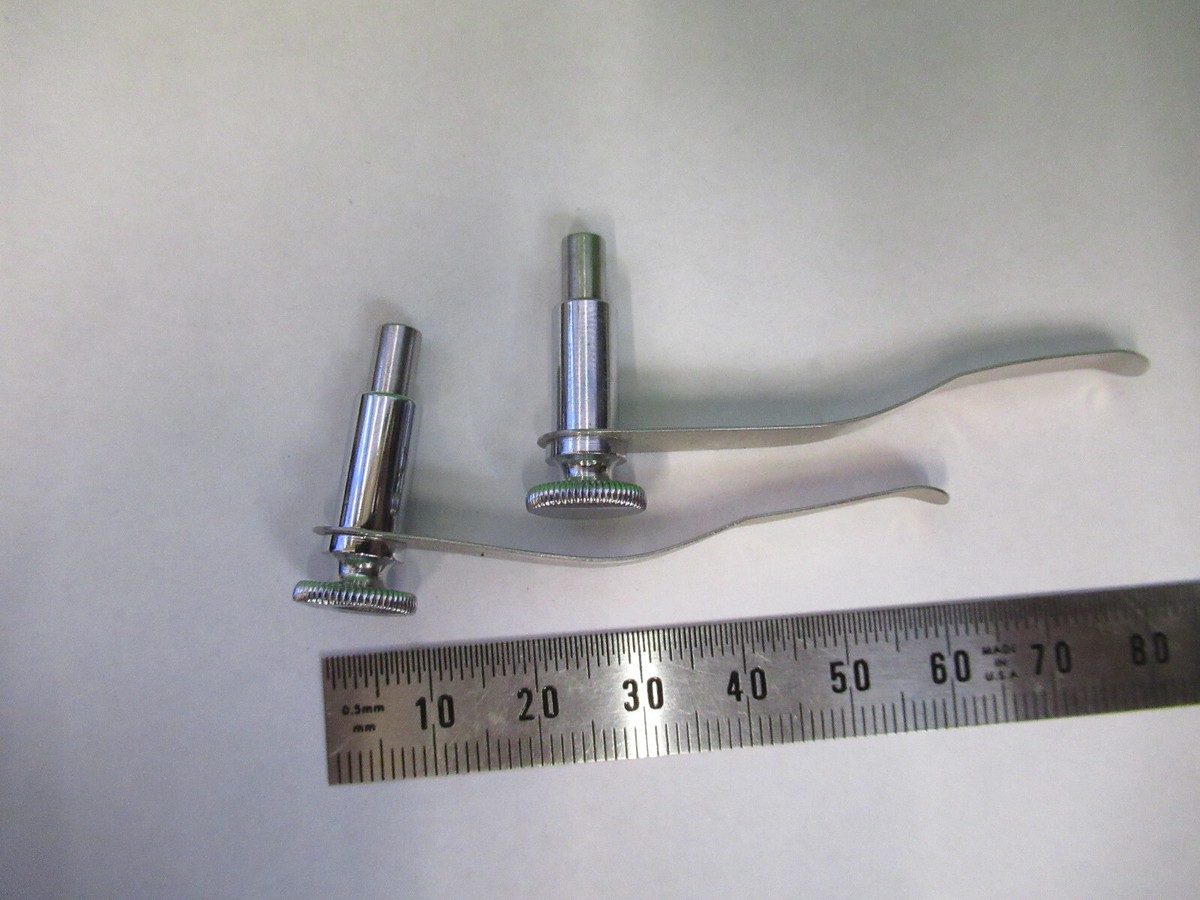 ANTIQUE BAUSCH LOMB STEREO PAIR OF CLIPS MICROSCOPE PART AS
