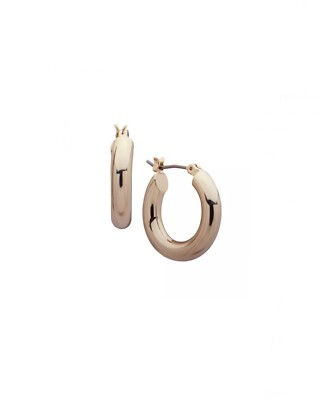 Lauren Ralph Lauren Gold Tone Small Thick Hoop Earrings RV$32