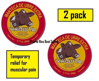 (2) Manteca De Ubre De Vaca 3.17oz Puerto Rico Tropical Analgesic Pain Relief