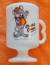 1981 CHUCK E CHEESE SHOWBIZ PIZZA TIME HEAVY STEMMED DRINKING GLASS MINT