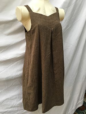 ABC collection by ALLEN SCHWARTZ Herringbone wool Sleeveless dress S 2 Brown 
