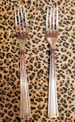 (2) Dinner Forks Vintage  deco Gio Ponti  Krupp Italy Stainless Flatware Rare!