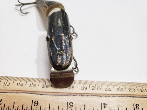 Señuelo de pesca vintage de madera Creek Chub Pikie oro negro de 5 - Imagen 7 de 7