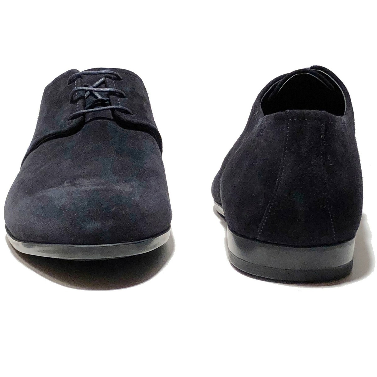 Hugo Boss Navy Blue Suede Leather Oxford Dress Men display picture 1