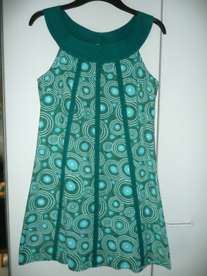 Retro Minikleid Kleid Tunika Muster Grün Gr. S Baumwolle Cotton