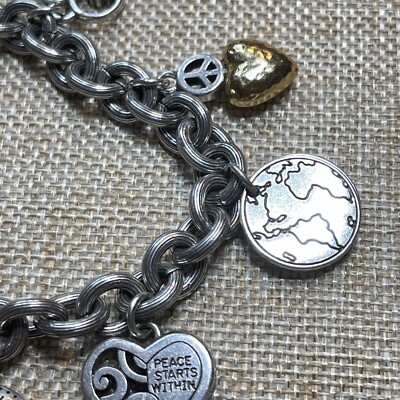 Brighton World Peace Charm Bracelet 8.25 Inches | eBay
