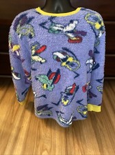 Disney Pluto Fuzzy Ugly Sweater Sweatshirt Size Large Purple/Blue