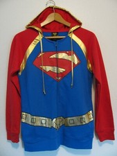 SUPERMAN / WOMAN DC COMICS FULL ZIP HOODIE HOODED FLEECE SWEAT JACKET SIZE L 