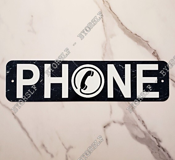 Metal Sign PHONE telephone payphone booth public pay coin tokens call box black