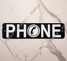 Metal Sign PHONE telephone payphone booth public pay coin tokens call box black
