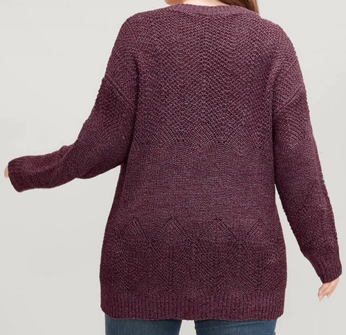 BloomChic Punta Russet Sólido Tejido Ojales Cuello en V Tejido Brezo 1X 14-16 Nuevo con Etiquetas - Imagen 3 de 7