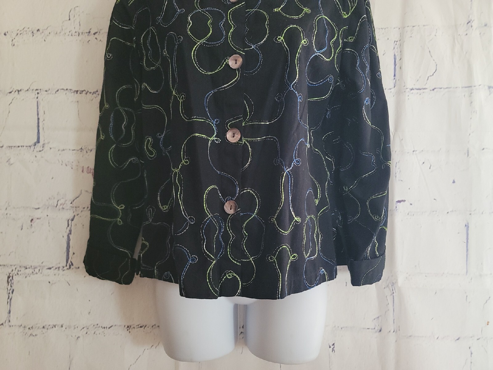 Choices Button Front Blouse Small Multicolor Embr… - image 4