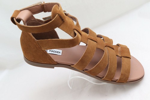 Steve Madden Gali Gladiator Sandals Womens 9M Chestnut Brown Suede Leather Caged - Picture 2 of 13