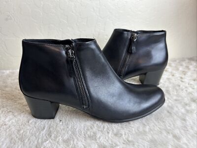 ECCO Shape M 35 Black Leather Zipper Ankle Boots Shoes US 11 EUR 42 NEW