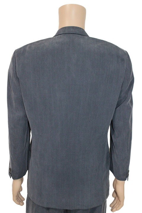 Gianni Versace striped all silk 4B double suit size 46 navy