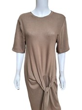 Zara Knit Short Sleeve Front Knot Detail Midi Dress, S