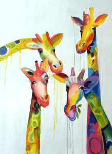 Giraffe Colourful wall art printed on canvas 22/'/' X 16/" solid frame