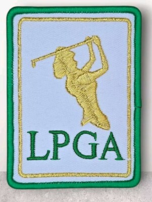LPGA GOLF SPORT WHITE & GOLD EMBROIDERED IRON ON PATCH GAME
