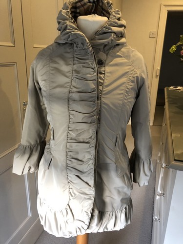 Girls stone Burberry Ruffle coat age 12 