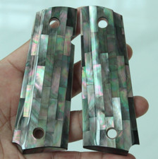 Genuine MOP Black Pearl Colt 1911 Grips Full Size fit S W Ruger Taurus Kimber