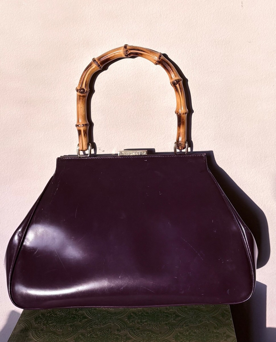 GUCCI グッチ レザー ハンドバッグ ブラウン トムフォード Authentic 1995 Gucci by Tom Ford Debut Patent Leather