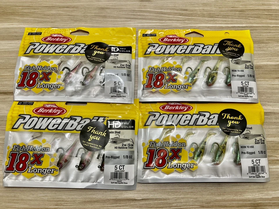 Berkley Power Bait (lote de 4) Pogy Swim Shad Swimbaits, bajo envío gratuito, nuevo con etiquetas Foto 4 de 4
