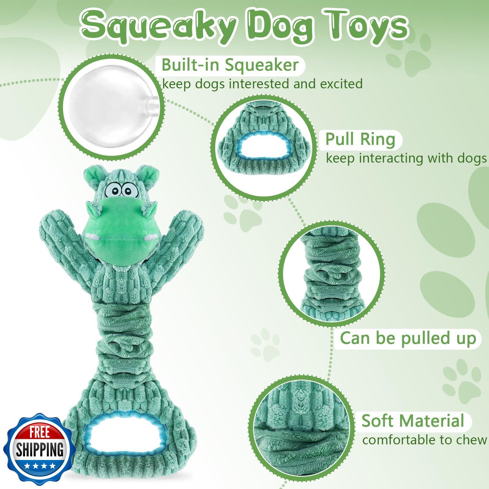 Fuufome Dog Toy for Aggressive Chewers：Large Plush Dog Toys with Squeaker to 