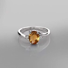 Natural Yellow Topaz Ring-Dainty Golden Topaz Ring-925 Sterling Silver Ring