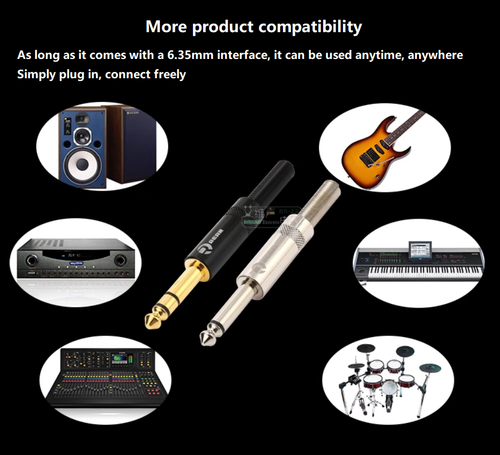 6.5mm Microphone Plug Socket Stereo/Mono 2/3 Poles Plug Guitar Mic Audio Adapter - Picture 3 of 22