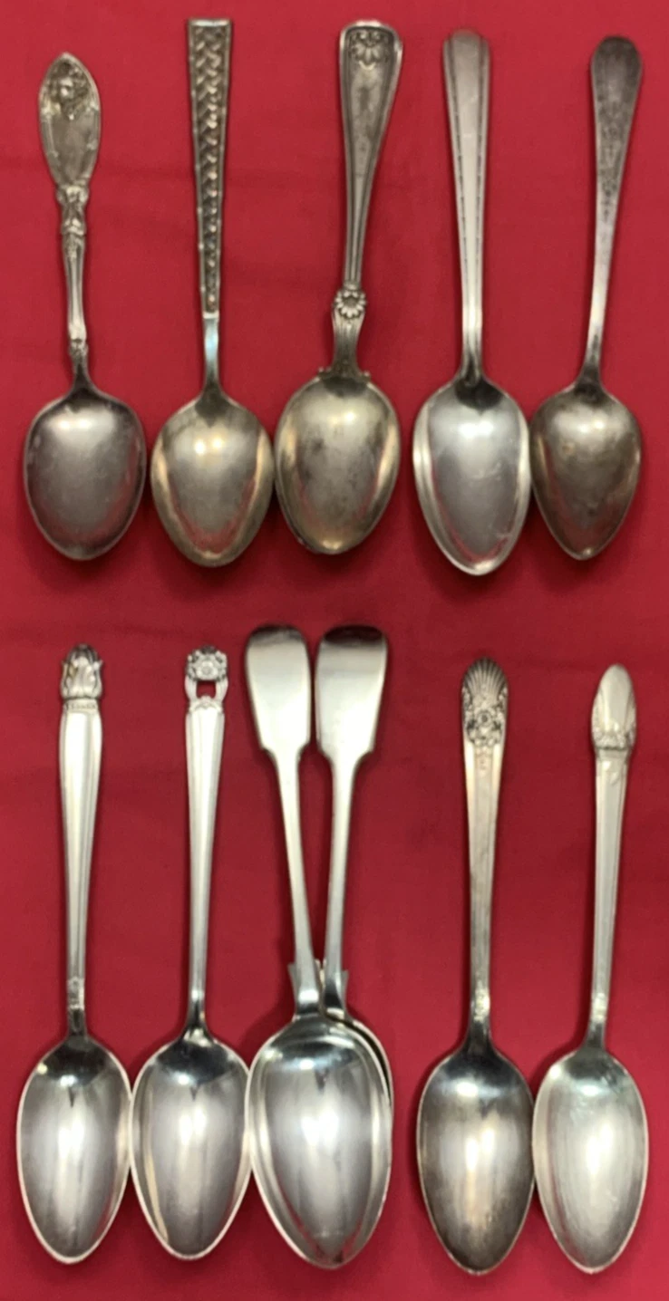 11 Pc Silverplated SERVING SPOONS Antique to Vintage Pattern Mix