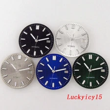 Bliger 31mm Luminous Silver Blue Watch Dial Green Lume Fit NH35 NH36 Date Window