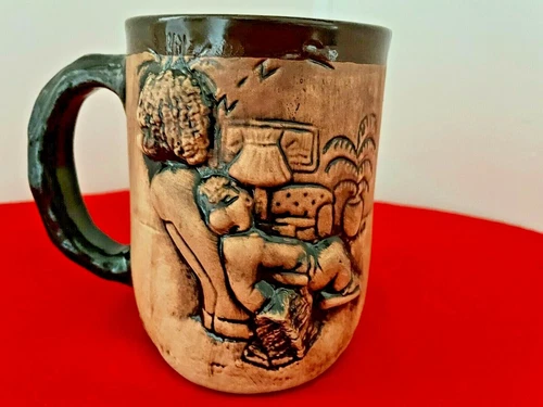 NA Eastman Pottery Asleep In Recliner 3D Coffee Mug Cup Handmade Stoneware 1983