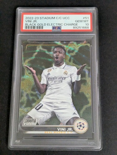 Vini Jr.  2022-23 Topps Stadium Club Chrome Black Gold Electric /35 PSA 10