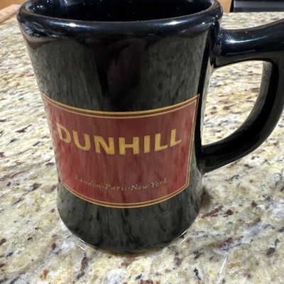 Dunhill Ceramic Coffee Mug Black w/ Graphic 4 1/2''H Very Nice Very Cool. See Pic
