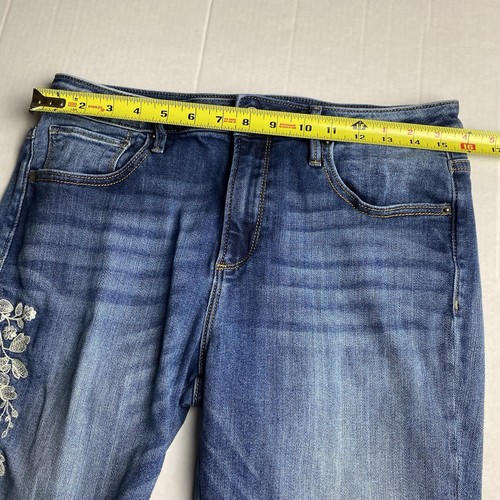 Driftwood Jackie Jeans Womens 31 Blue Denim Embroidered White Flowers 27" Inseam - Picture 7 of 10