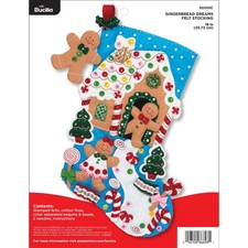Bucilla Felt Stocking Applique Kit 18" Long Gingerbread Dreams 86898E