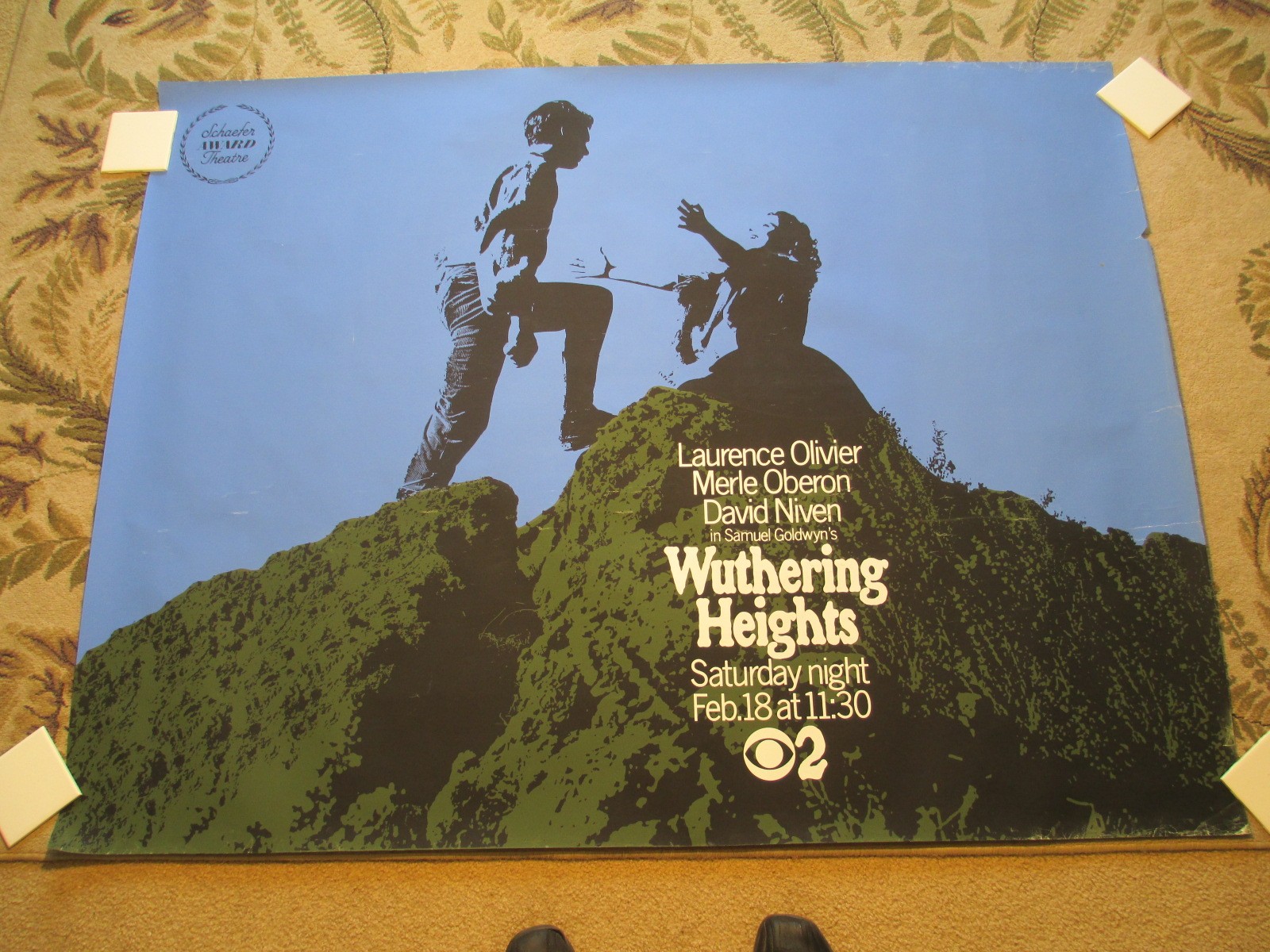 WCBS TV NYC movie poster 1960s WUTHERING HEIGHTS Laurence Olivier Merle Oberon 1