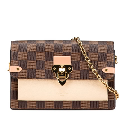 Authenticated Louis Vuitton Damier Ebene Vavin Wallet on Chain Brown