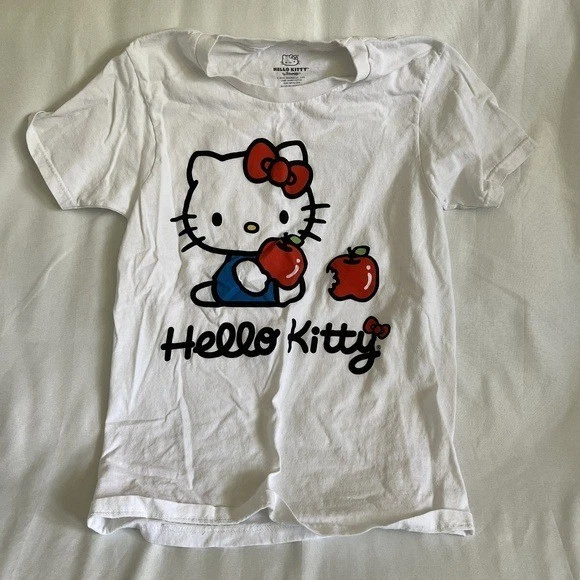 2 Hello Kitty Small White T-Shirts Graphic Cotton Everyday Kawaii Adorable - Image 2 of 4