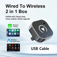 2026 2-In-1 Wireless Carplay Adapter Wired to Wireless Dongle for Apple  Androi