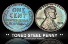 1943 Lincoln Wheat Penny Cent Unc BU Rainbow Toned T68809