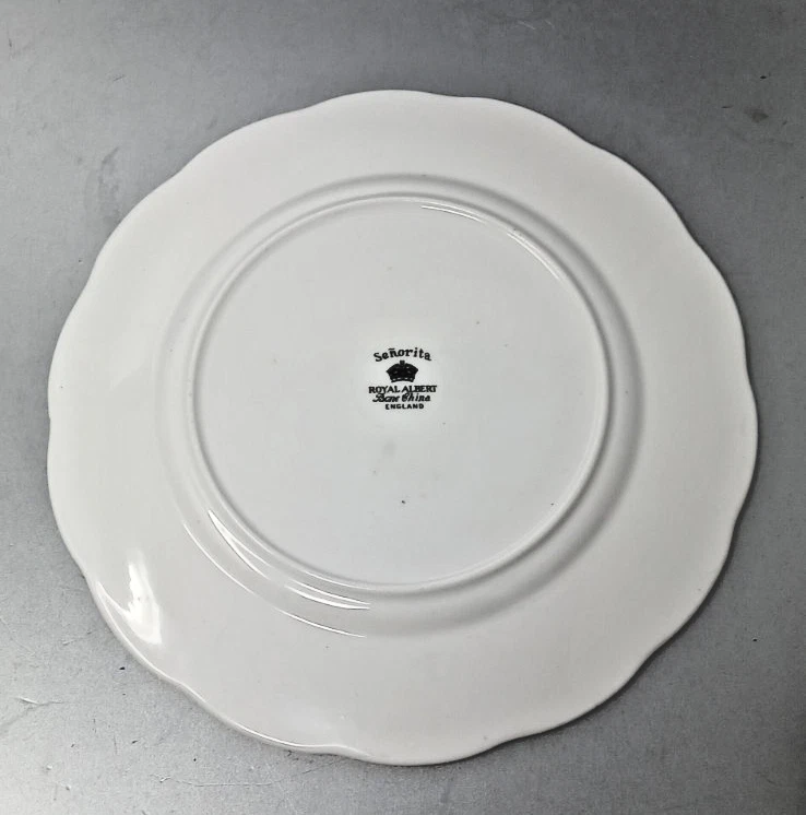 Royal Albert Senorita Salad Plate Black Lace Patten Rose England Discontinued - Image 3 of 3