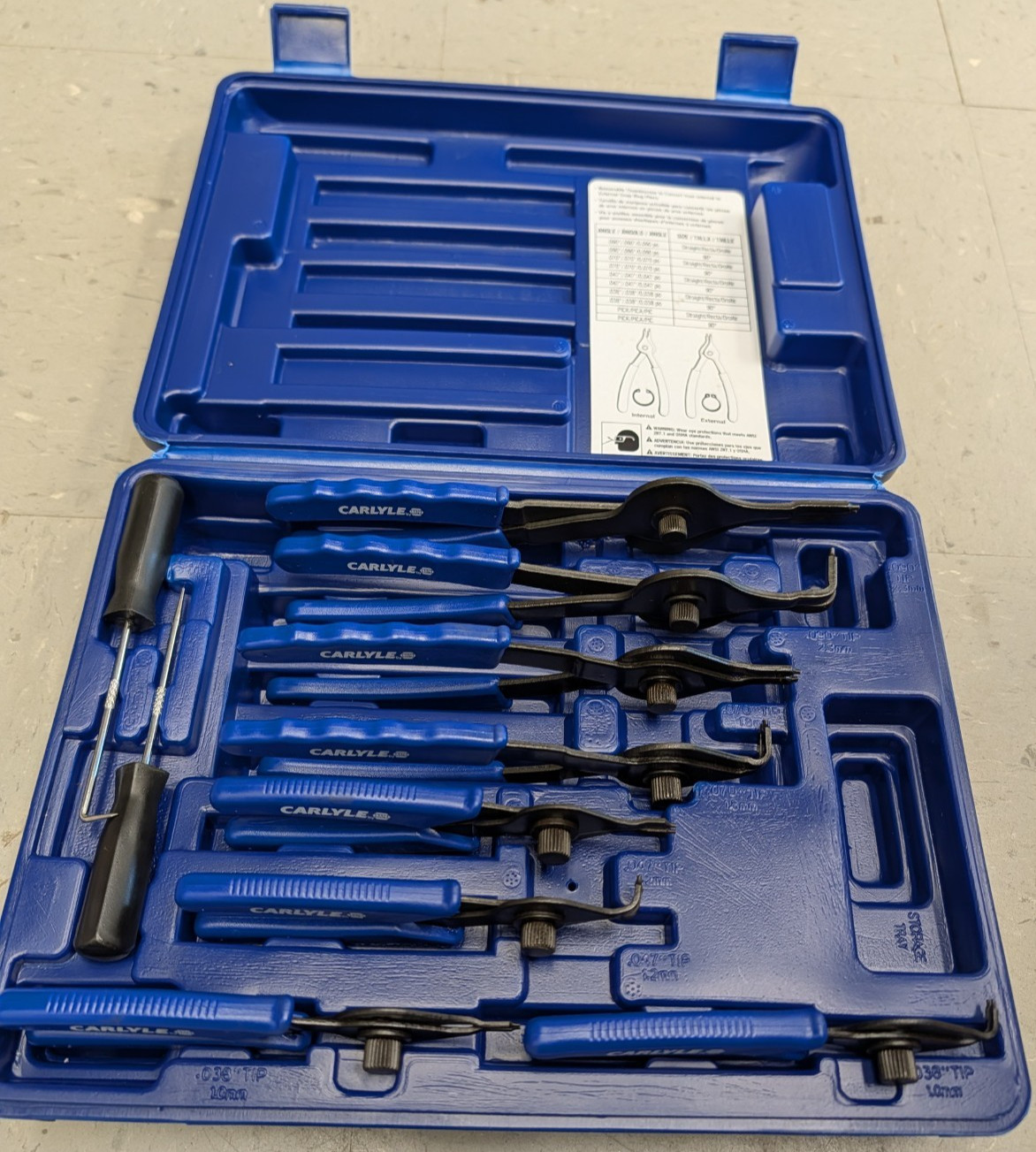 NEW CARLYLE TOOLS NAPA 8 Pc Snap ring Pliers Set- Free Ship